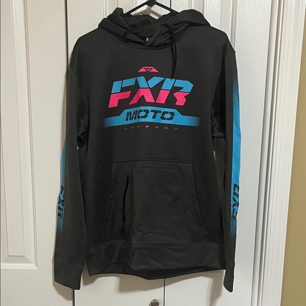 FXR Moto Black and Blue Hoodie